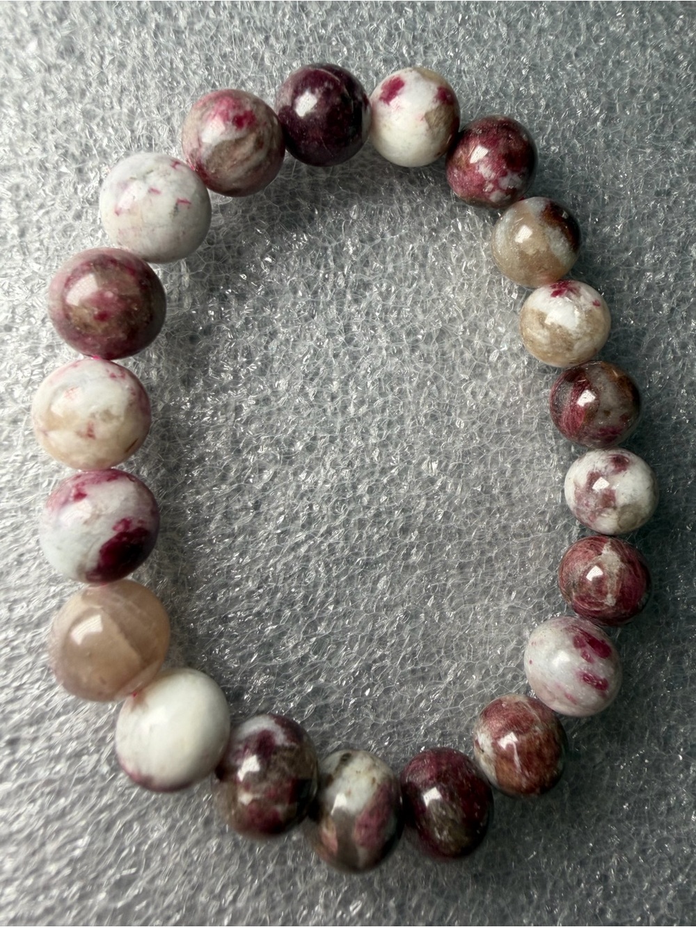9MM Plum Tourmaline Natural Crystal Bracelet